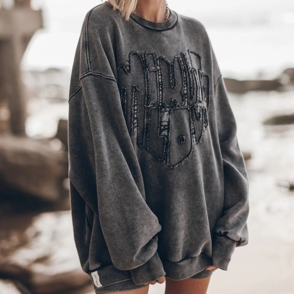 MIKUTA oversized grey black faded distressed sweatshirt - Picture 2 of 15